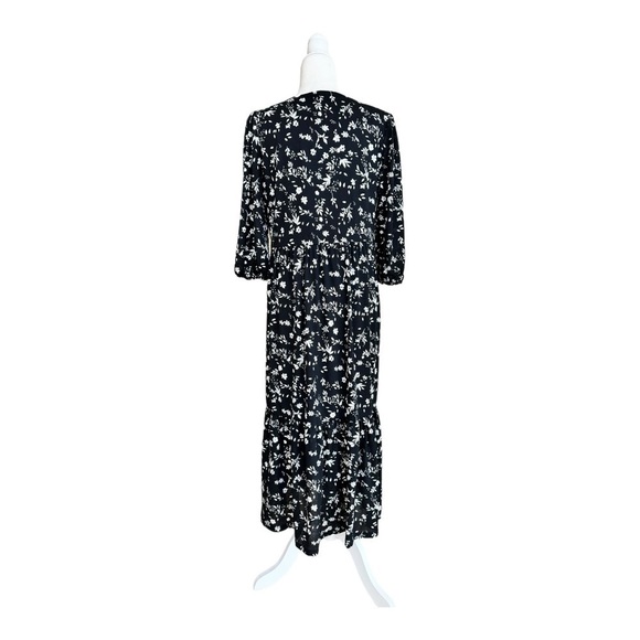 Jane and Delancey Black Floral Stretch High Waist A Line Midi Womens Size M - Picture 3 of 15
